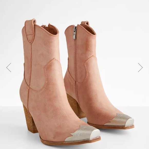 Women's Blush Ankle Boots with Silver Accents - Picture 2 of 2